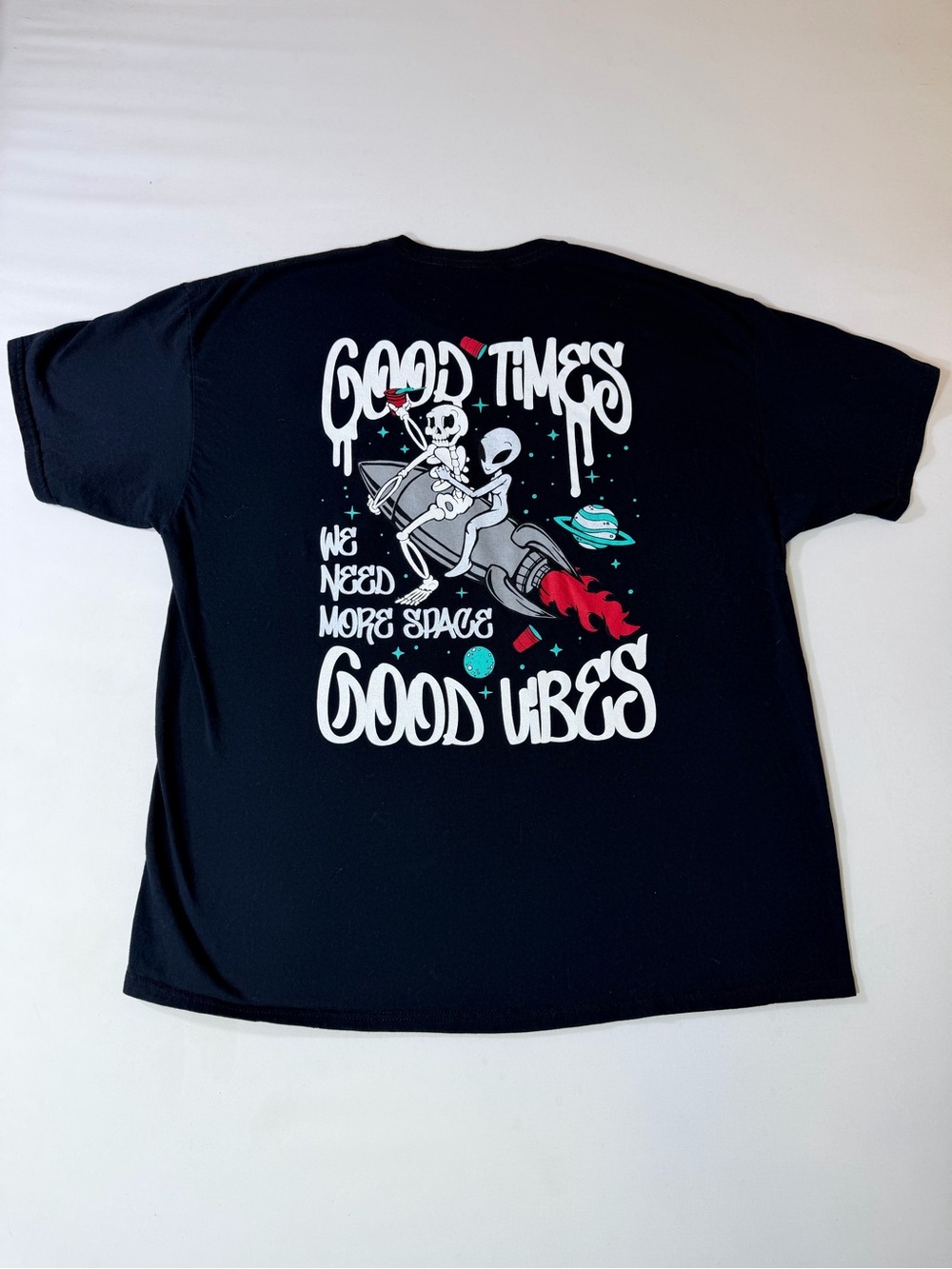 Alien Skeleton Space Starry T Shirt Eighty Eight Brand Men’s 2XL Black